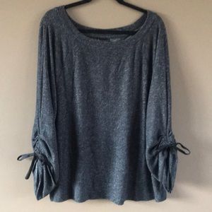 Bobeau ribbon tie up sleeve shirt